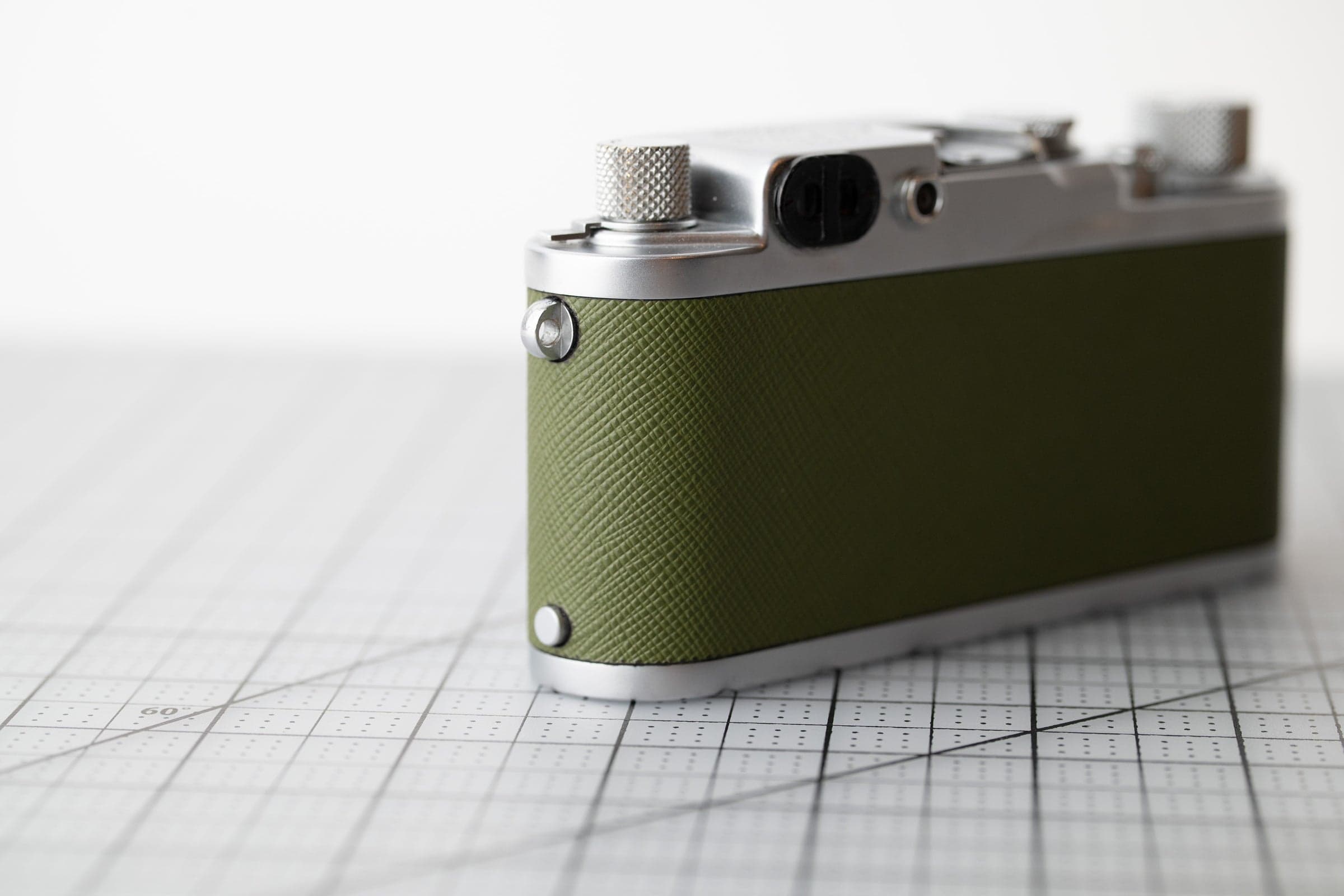 Leica iif with Olive Saffiano Calfskin