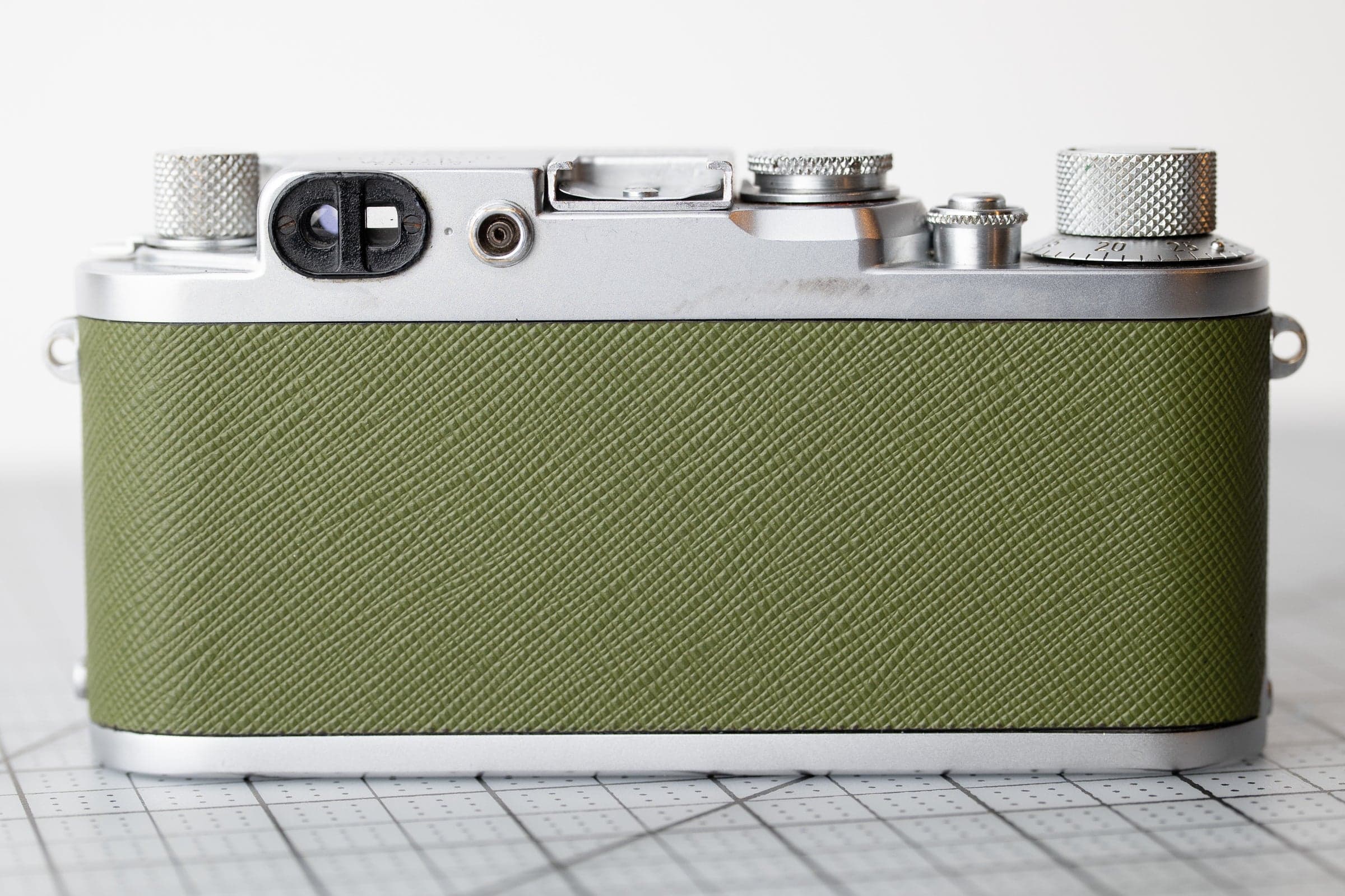 Leica iif with Olive Saffiano Calfskin