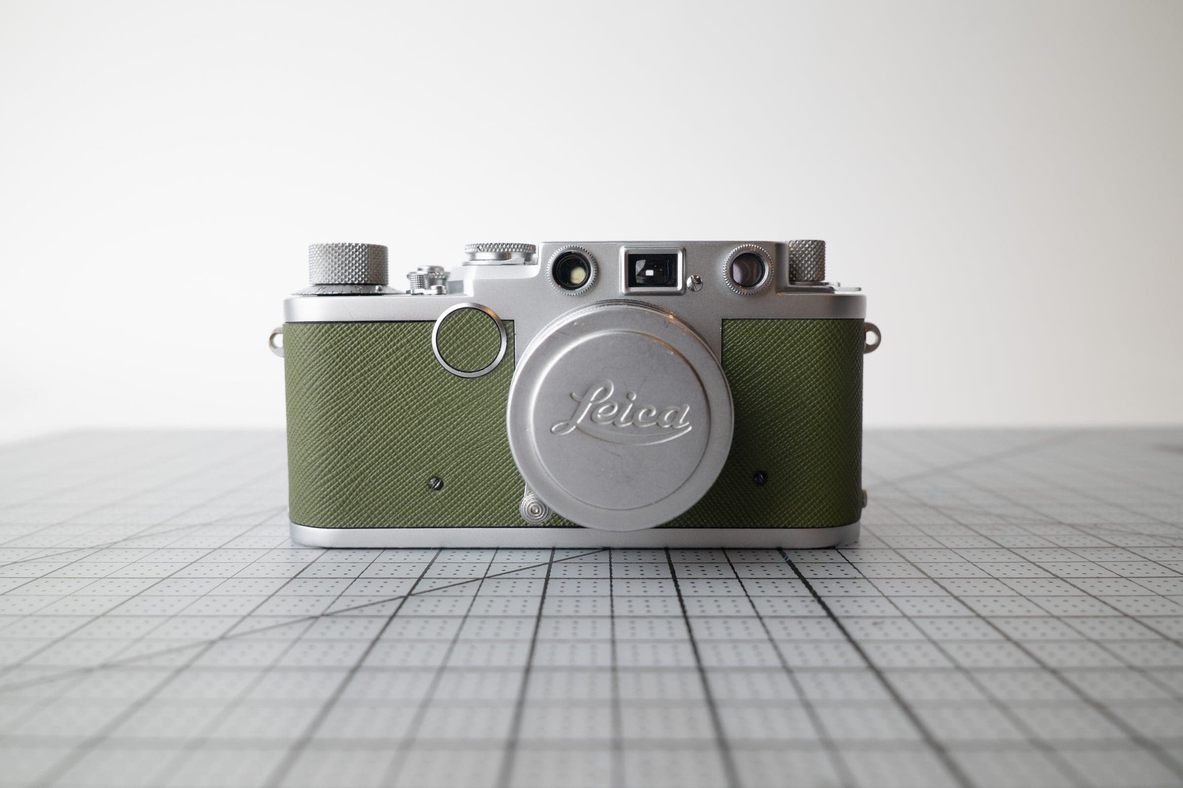 Leica iif with Olive Saffiano Calfskin