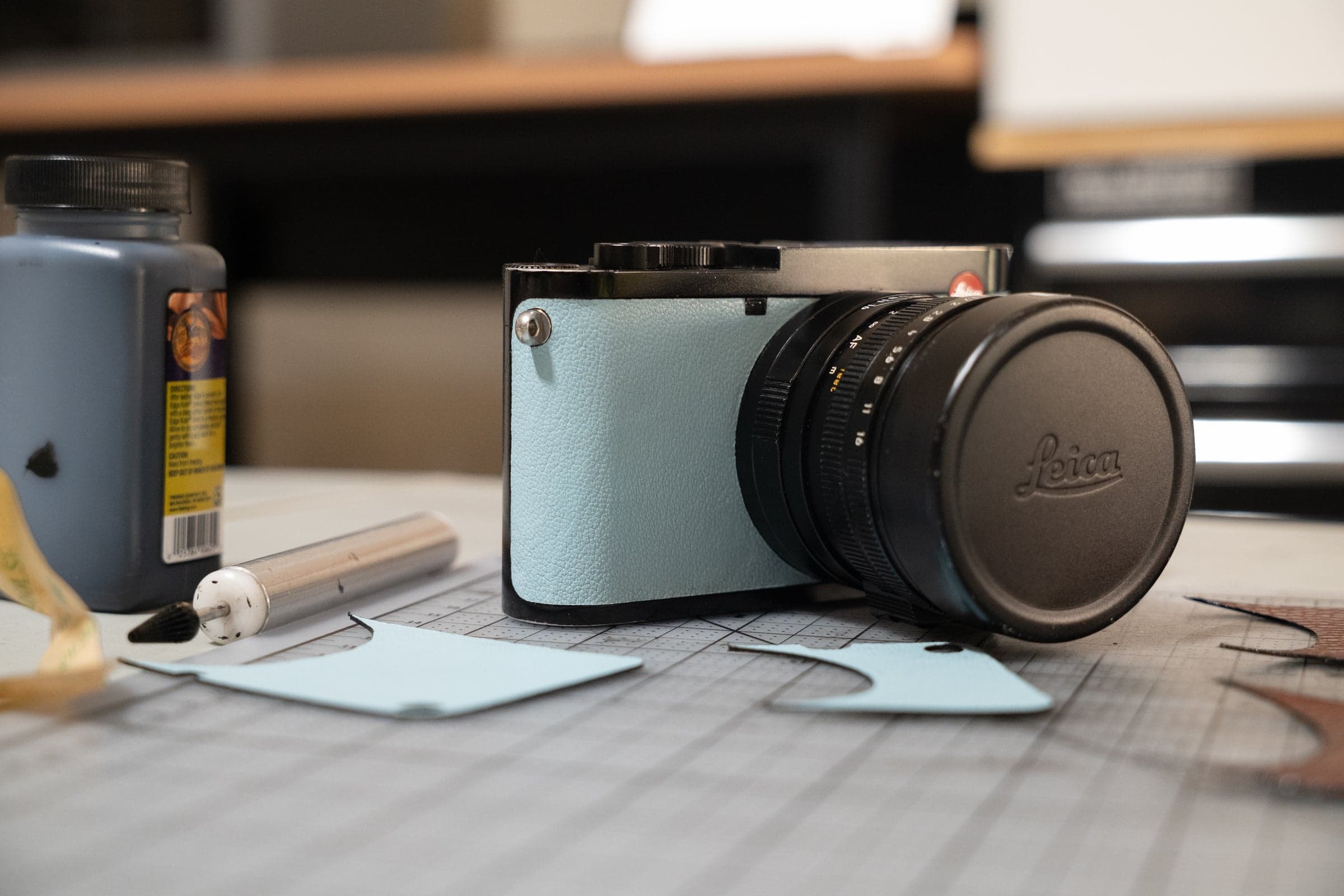 Leica M11M with Classic Red & Leica Q2 with Baby Blue Sully Goatskin