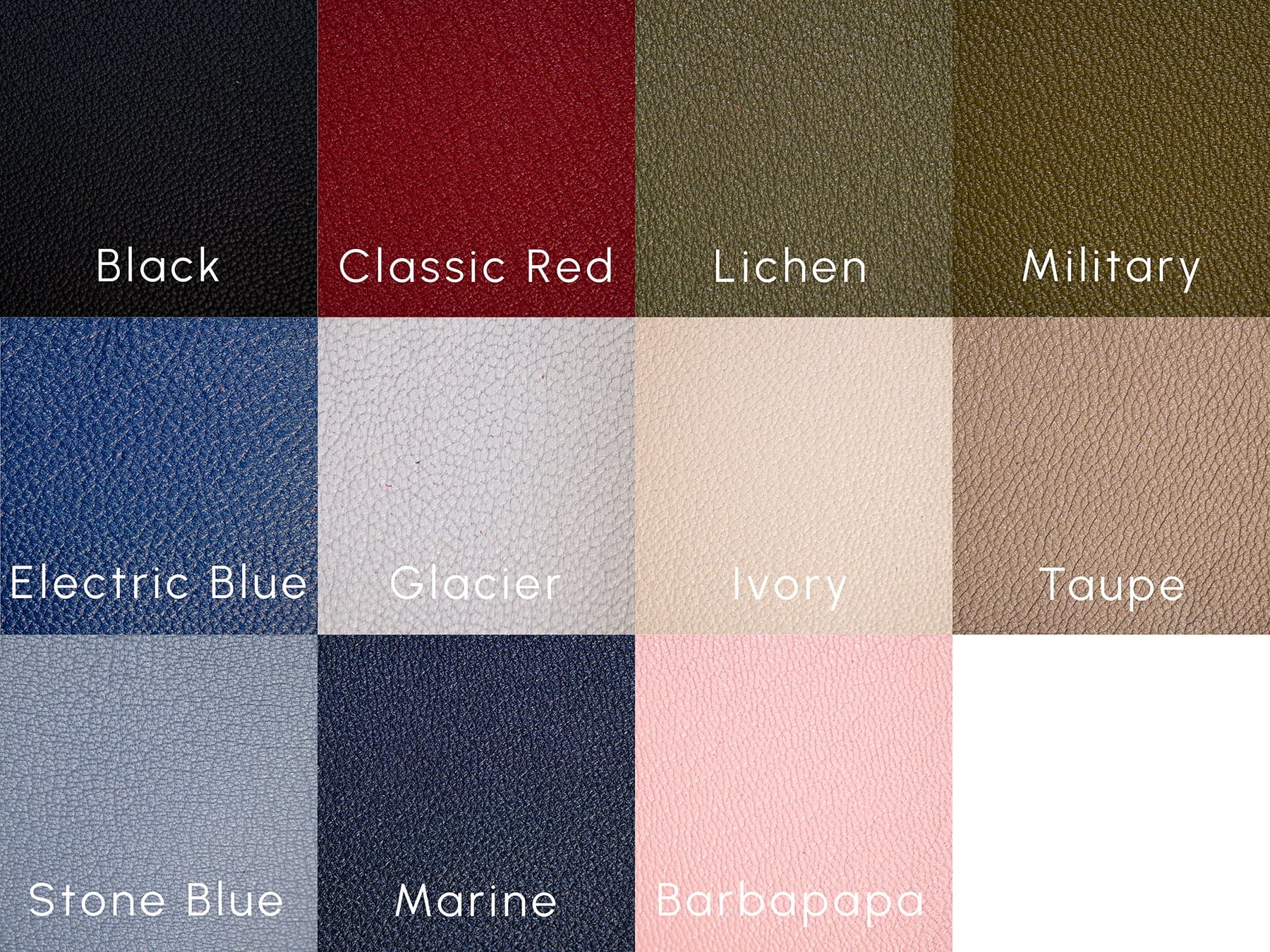 Sully Goatskin color swatches